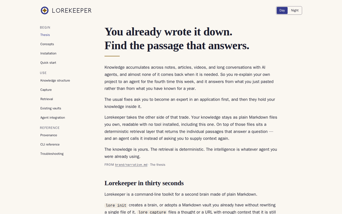lorekeeper-bay.vercel.app home page, light scheme, desktop viewport