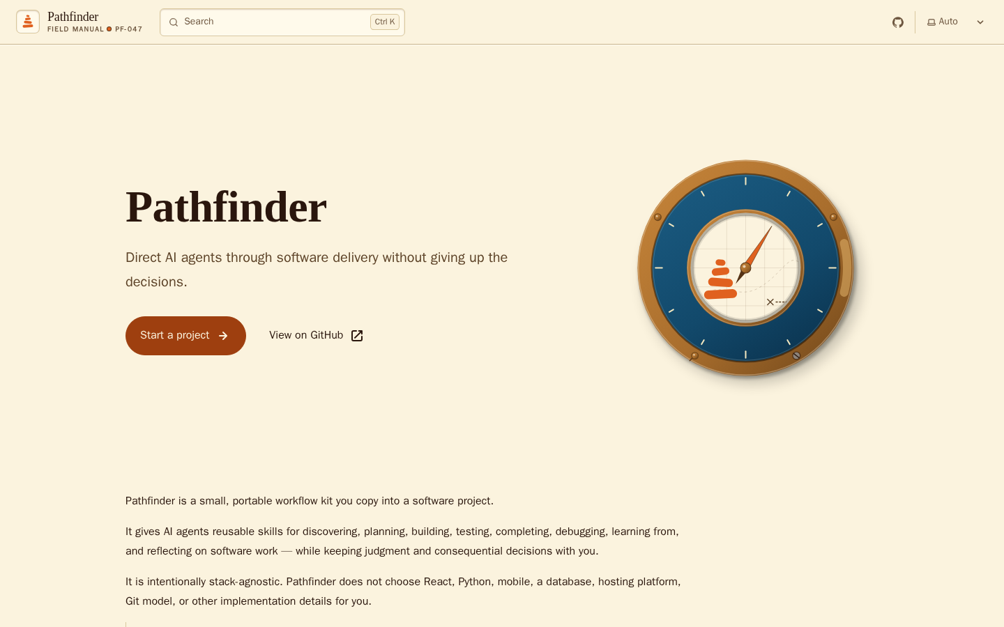 pathfinder-kit.vercel.app home page, light scheme, desktop viewport